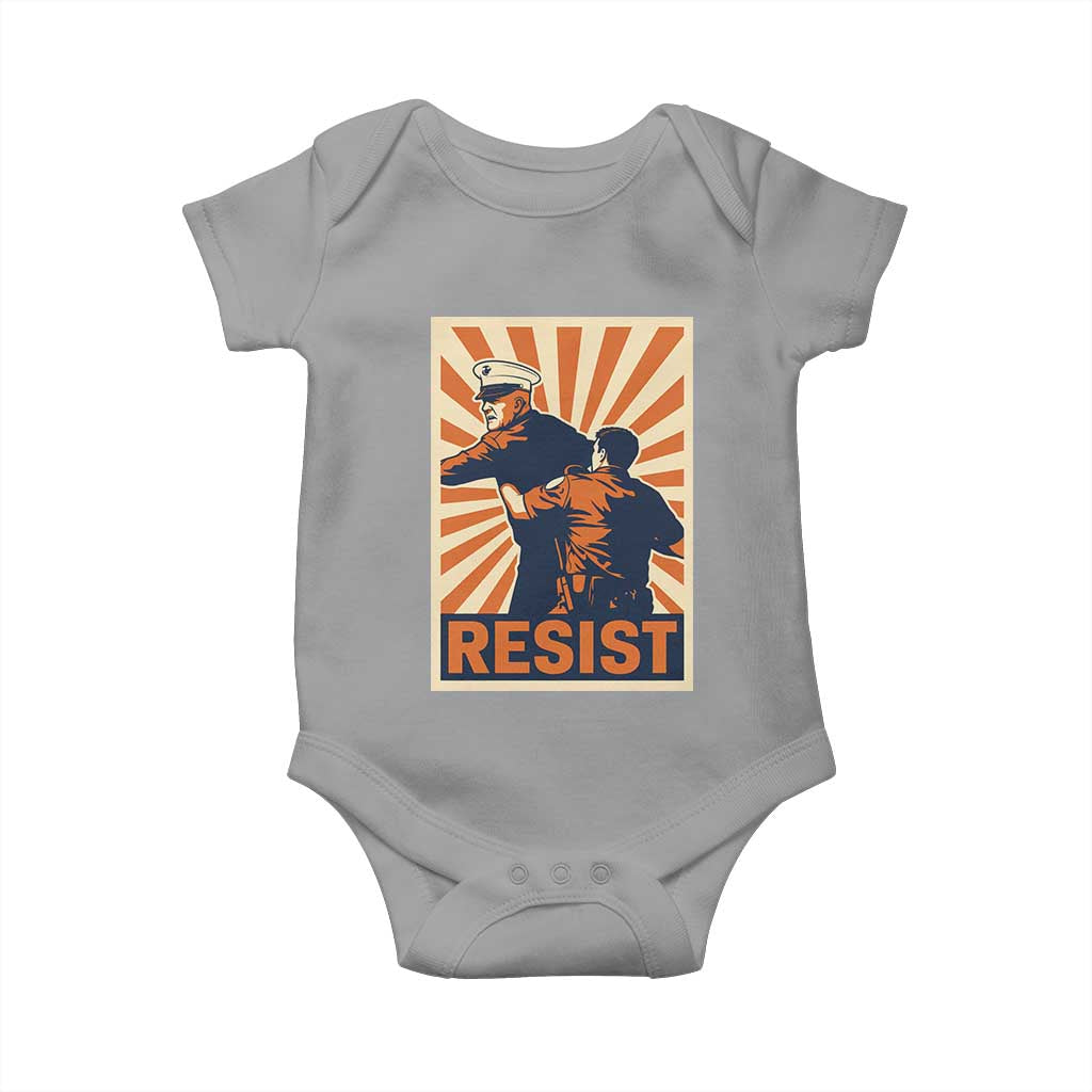Resist Marine Veteran Political Protest Baby Onesie America First Anti War TS02 Sport Gray Print Your Wear