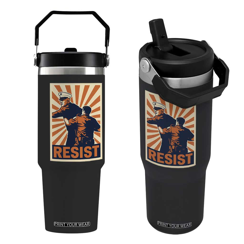 Resist Marine Veteran Political Protest Flip Straw Tumbler America First Anti War TS02 One Size: 30 oz Black Print Your Wear