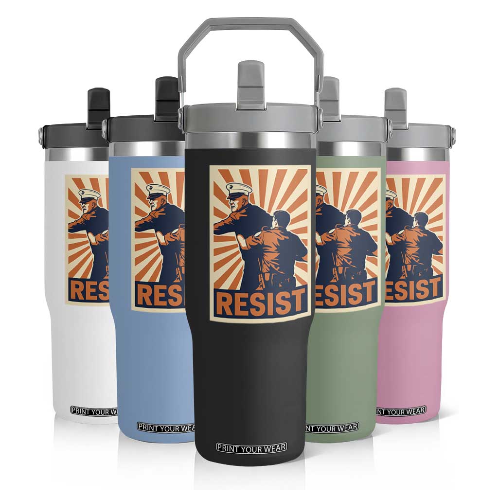 Resist Marine Veteran Political Protest Flip Straw Tumbler America First Anti War TS02 Print Your Wear