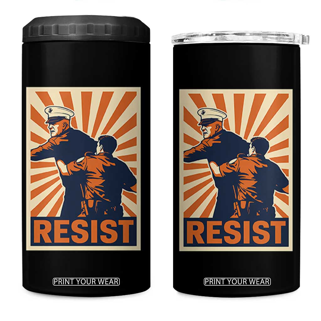 Resist Marine Veteran Political Protest 4 in 1 Can Cooler Tumbler America First Anti War TS02 One Size: 16 oz Black Print Your Wear