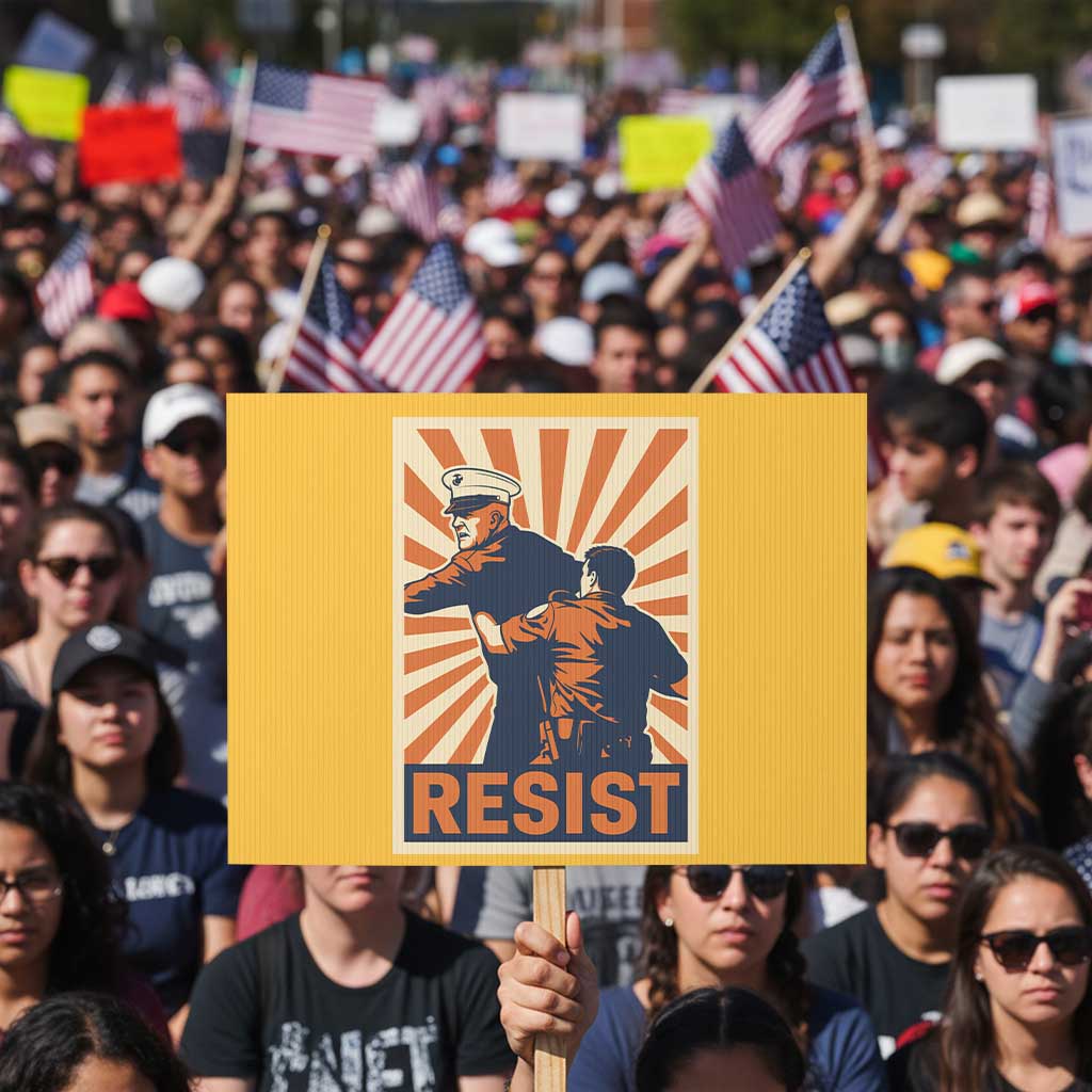 Resist Marine Veteran Political Protest Protest Sign America First Anti War TS02 Horizontal 18