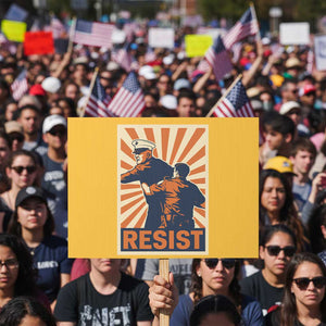 Resist Marine Veteran Political Protest Protest Sign America First Anti War TS02 Horizontal 18" × 24" Yellow Print Your Wear
