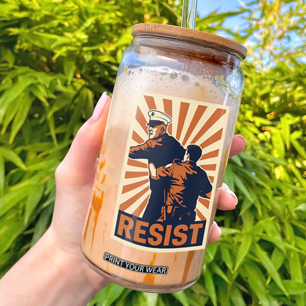 Resist Marine Veteran Political Protest Glass Can America First Anti War TS02 Black Print Your Wear
