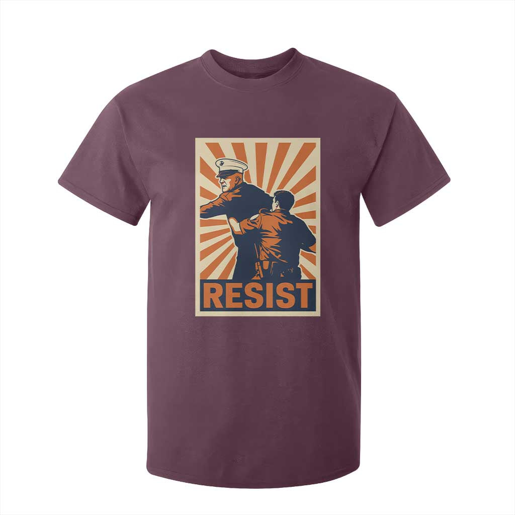 Resist Marine Veteran Political Protest T Shirt For Kid America First Anti War TS02 Maroon Print Your Wear
