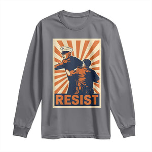 Resist Marine Veteran Political Protest Long Sleeve Shirt America First Anti War TS02 Charcoal Print Your Wear
