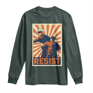 Resist Marine Veteran Political Protest Long Sleeve Shirt America First Anti War TS02 Dark Forest Green Print Your Wear