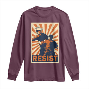 Resist Marine Veteran Political Protest Long Sleeve Shirt America First Anti War TS02 Maroon Print Your Wear
