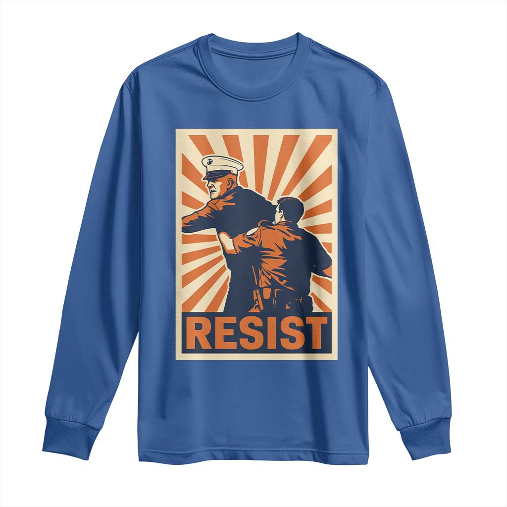 Resist Marine Veteran Political Protest Long Sleeve Shirt America First Anti War TS02 Royal Blue Print Your Wear