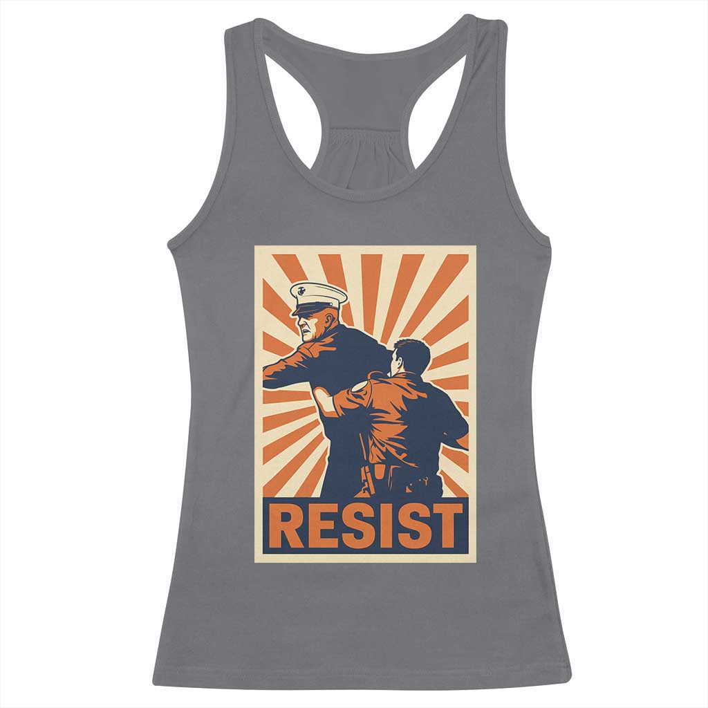 Resist Marine Veteran Political Protest Racerback Tank Top America First Anti War TS02 Charcoal Print Your Wear
