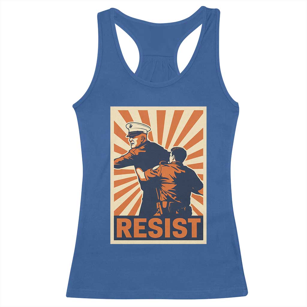 Resist Marine Veteran Political Protest Racerback Tank Top America First Anti War TS02 Royal Blue Print Your Wear