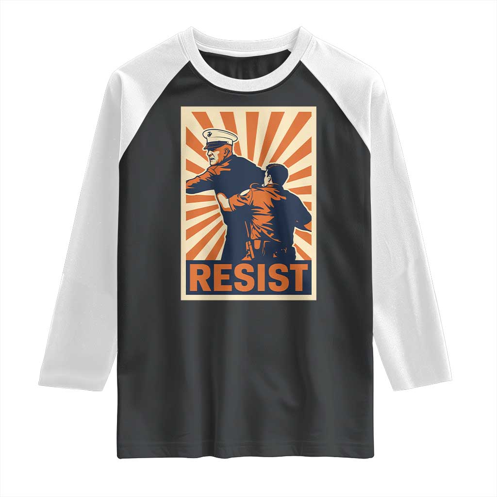 Resist Marine Veteran Political Protest Raglan Shirt America First Anti War TS02 Black White Print Your Wear