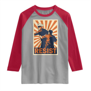 Resist Marine Veteran Political Protest Raglan Shirt America First Anti War TS02 Sport Gray Red Print Your Wear