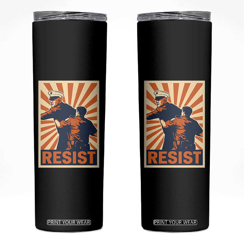 Resist Marine Veteran Political Protest Skinny Tumbler America First Anti War TS02 Black Print Your Wear
