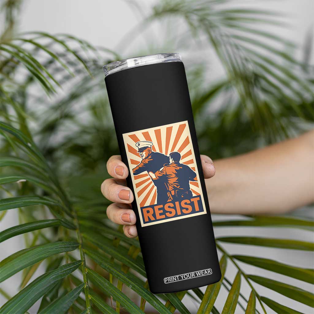 Resist Marine Veteran Political Protest Skinny Tumbler America First Anti War TS02 Print Your Wear