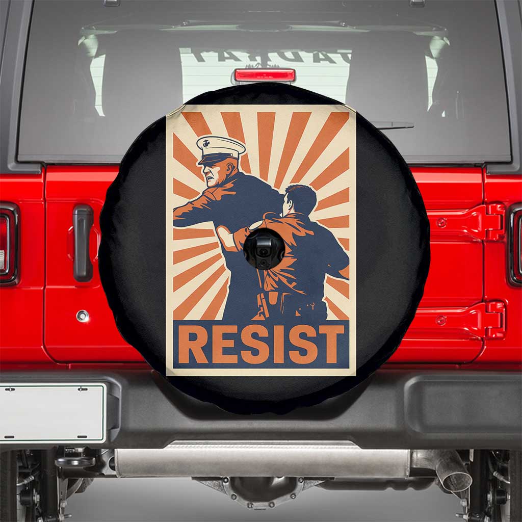 Resist Marine Veteran Political Protest Spare Tire Cover America First Anti War TS02 Black Print Your Wear