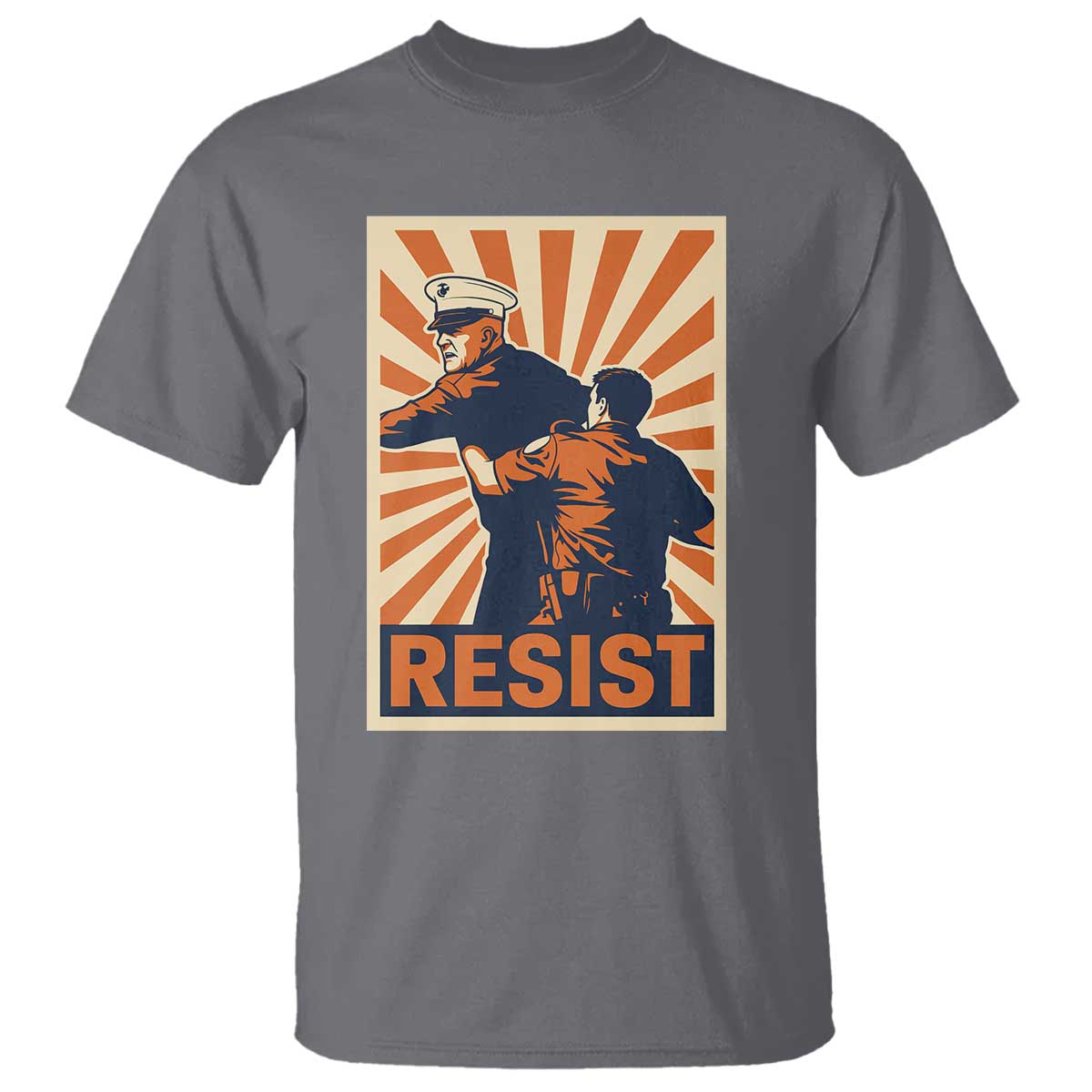Resist Marine Veteran Political Protest T Shirt America First Anti War TS02 Charcoal Print Your Wear