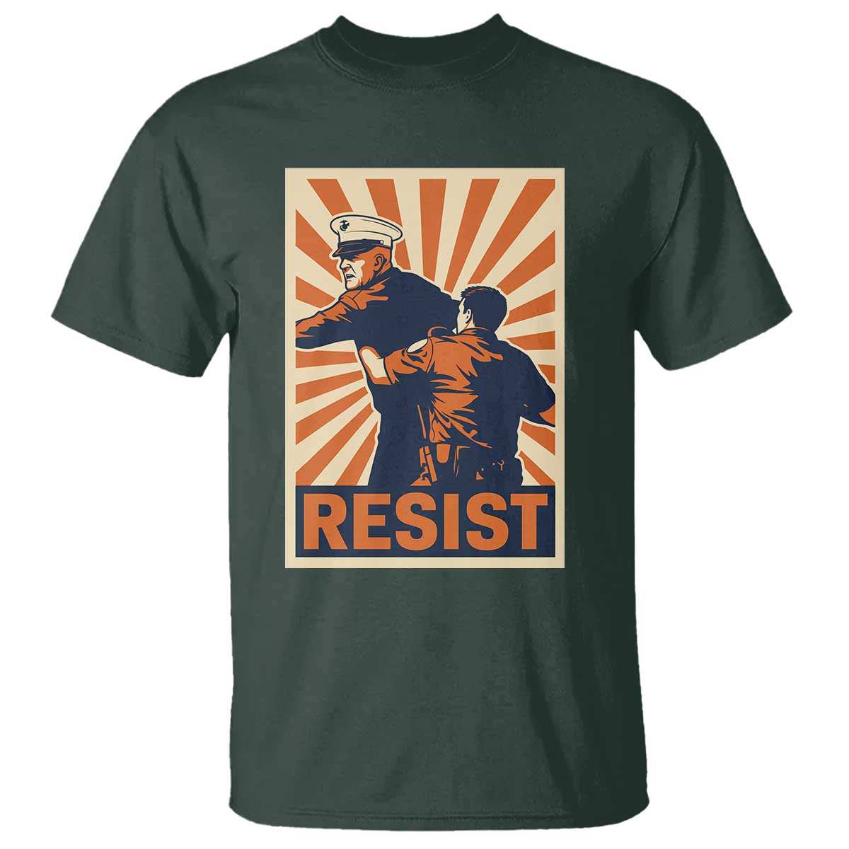 Resist Marine Veteran Political Protest T Shirt America First Anti War TS02 Dark Forest Green Print Your Wear