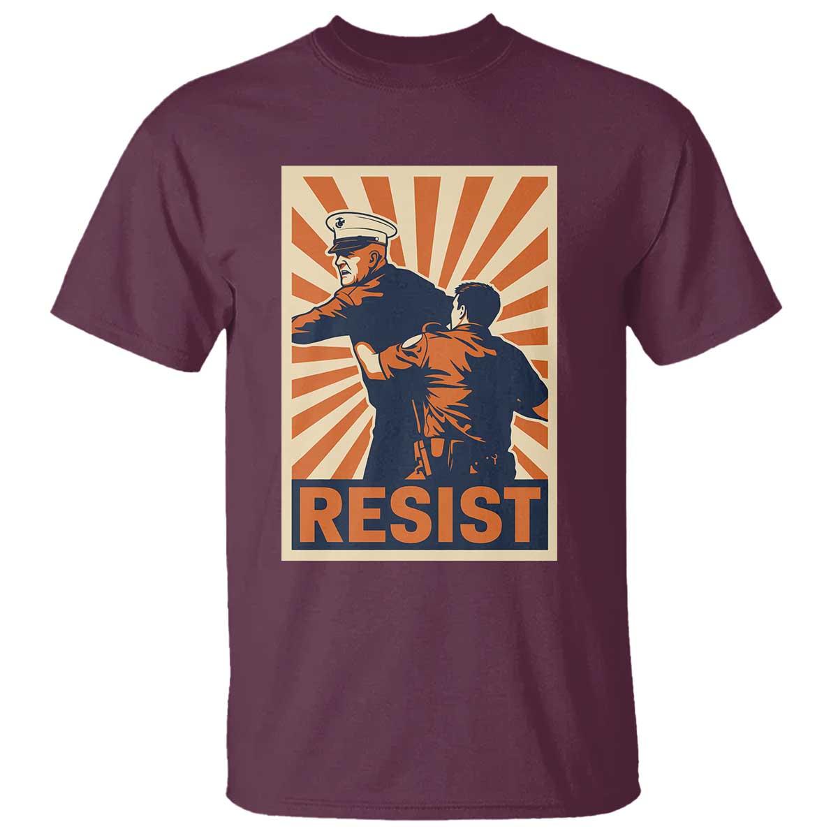 Resist Marine Veteran Political Protest T Shirt America First Anti War TS02 Maroon Print Your Wear