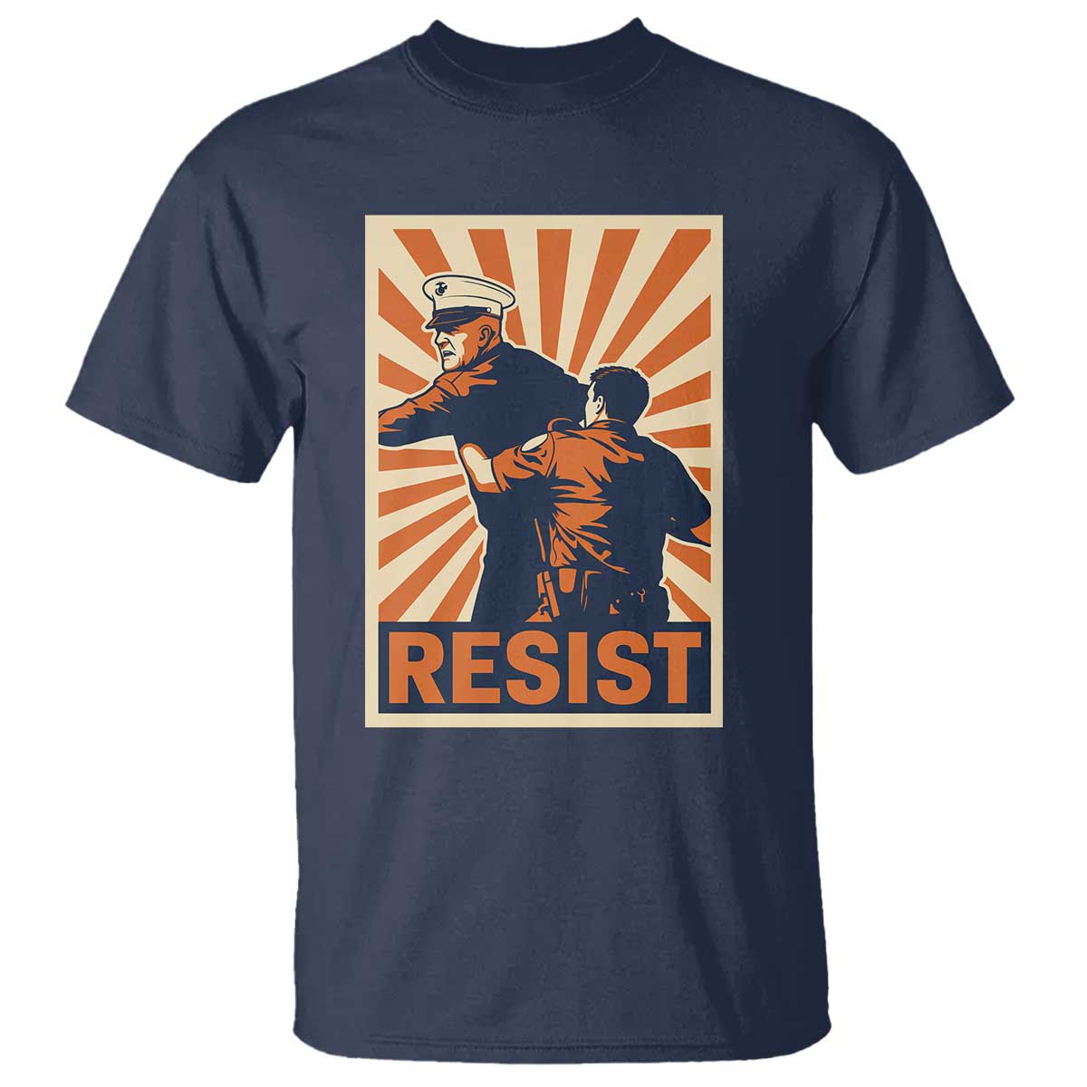 Resist Marine Veteran Political Protest T Shirt America First Anti War TS02 Navy Print Your Wear