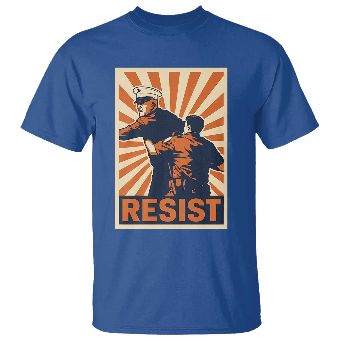 Resist Marine Veteran Political Protest T Shirt America First Anti War TS02 Royal Blue Print Your Wear
