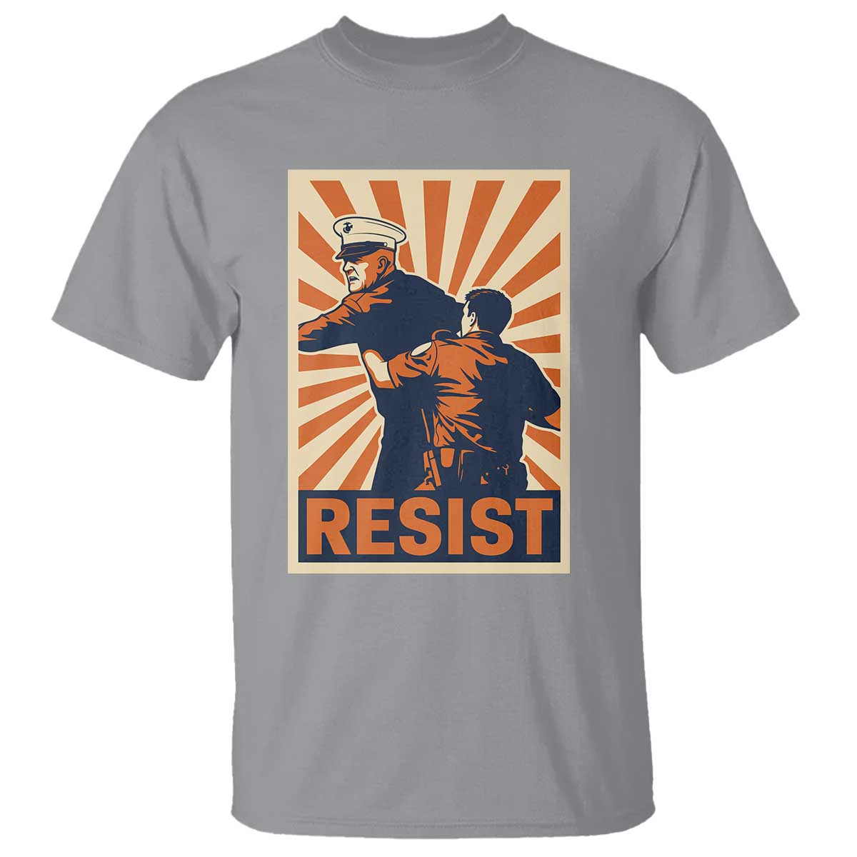 Resist Marine Veteran Political Protest T Shirt America First Anti War TS02 Sport Gray Print Your Wear