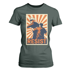 Resist Marine Veteran Political Protest T Shirt For Women America First Anti War TS02 Dark Forest Green Print Your Wear