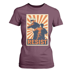 Resist Marine Veteran Political Protest T Shirt For Women America First Anti War TS02 Maroon Print Your Wear