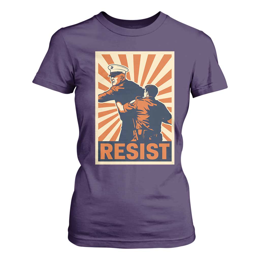 Resist Marine Veteran Political Protest T Shirt For Women America First Anti War TS02 Purple Print Your Wear