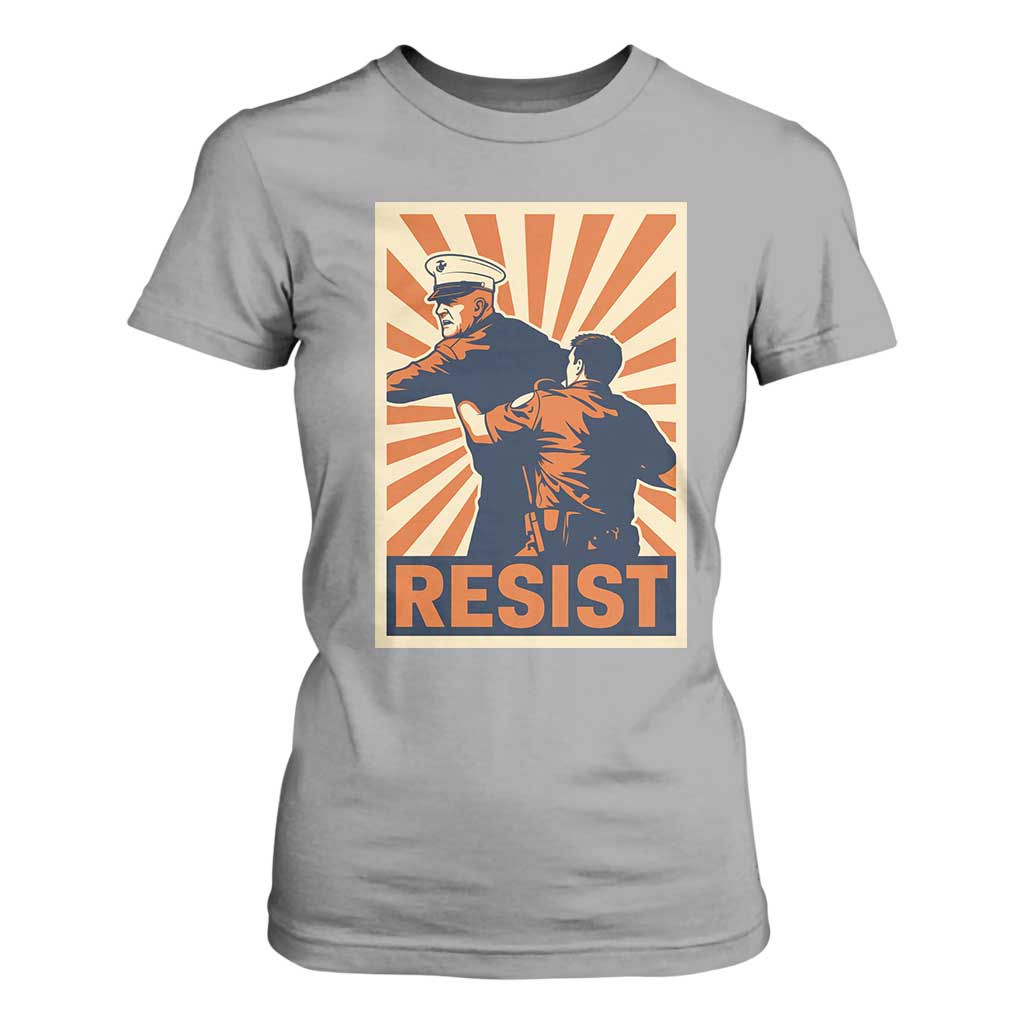 Resist Marine Veteran Political Protest T Shirt For Women America First Anti War TS02 Sport Gray Print Your Wear