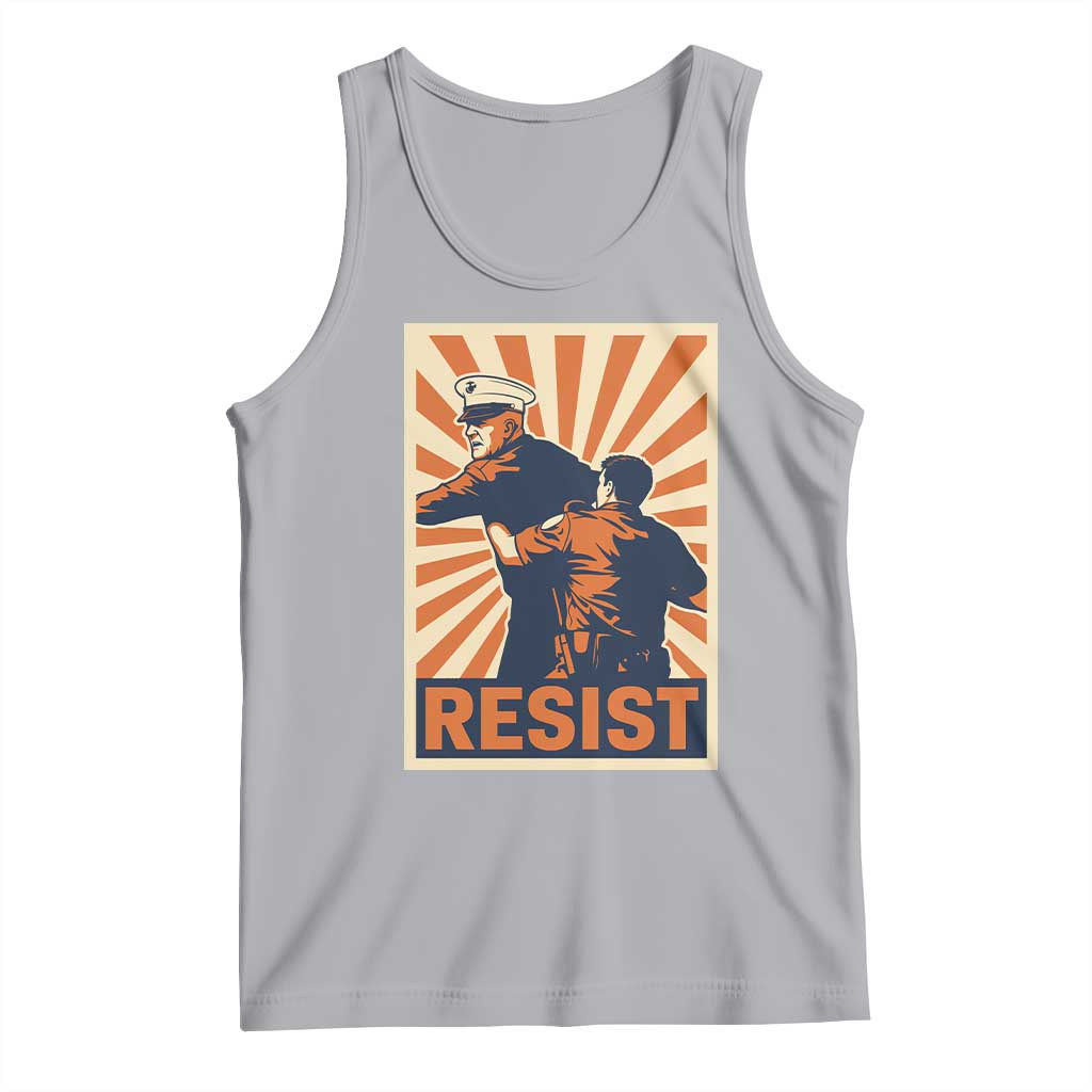 Resist Marine Veteran Political Protest Tank Top America First Anti War TS02 Athletic Heather Print Your Wear