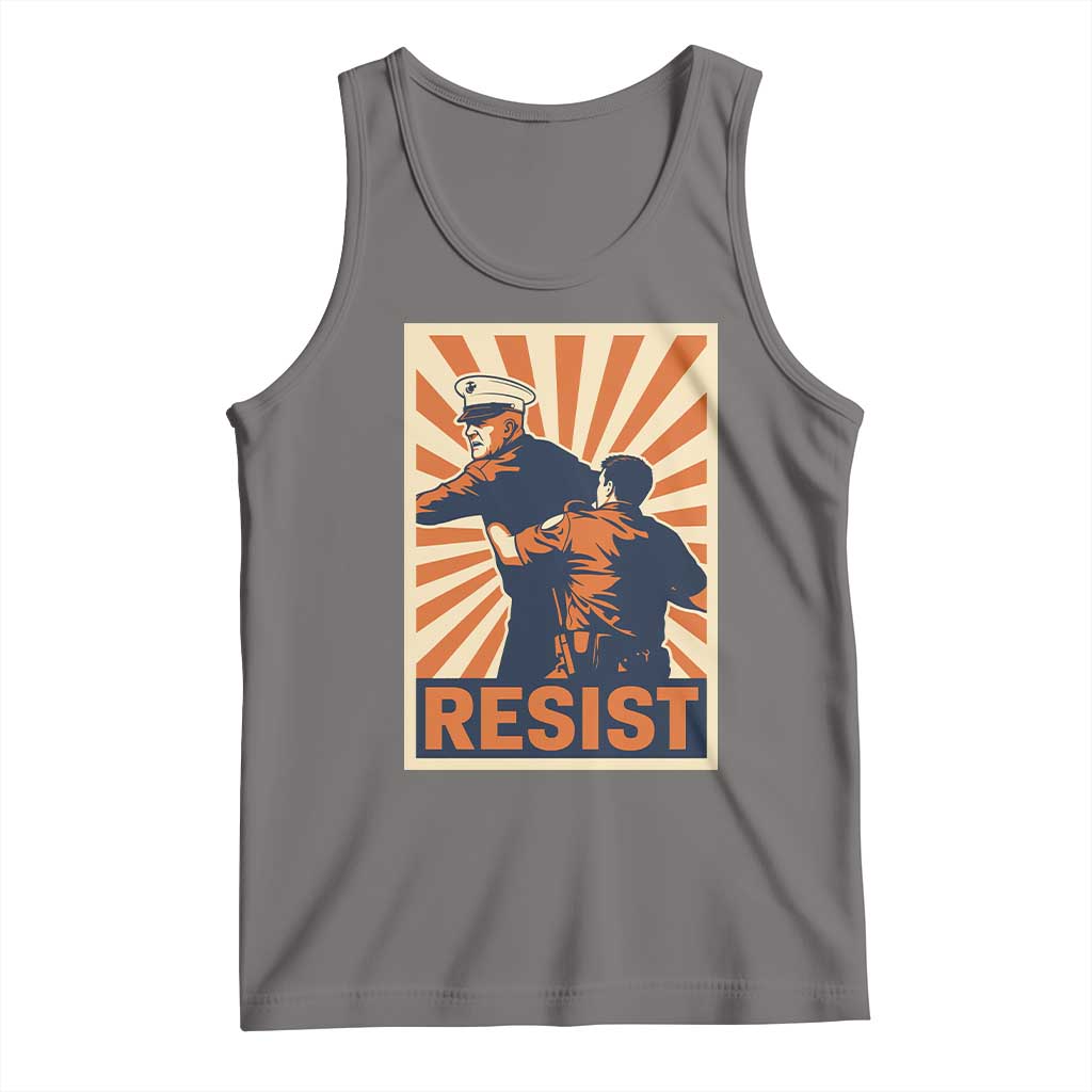 Resist Marine Veteran Political Protest Tank Top America First Anti War TS02 Deep Heather Print Your Wear