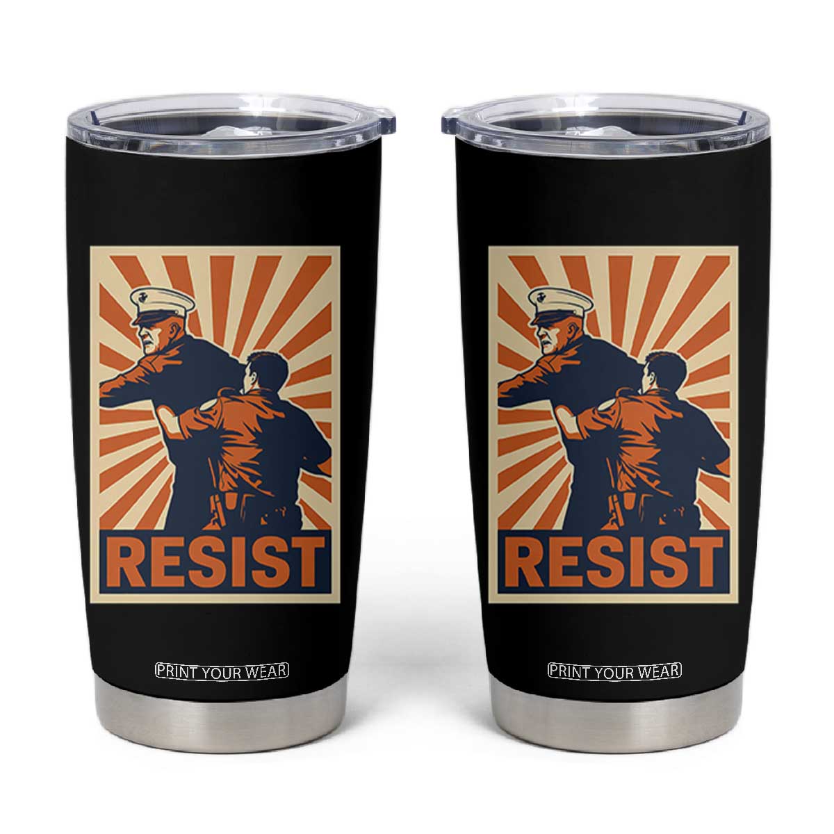 Resist Marine Veteran Political Protest Tumbler Cup America First Anti War TS02 Black Print Your Wear