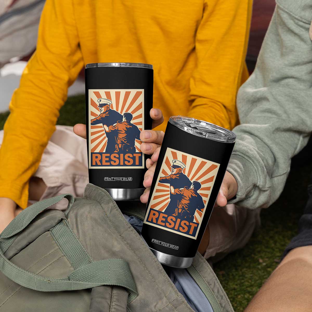 Resist Marine Veteran Political Protest Tumbler Cup America First Anti War TS02 Print Your Wear