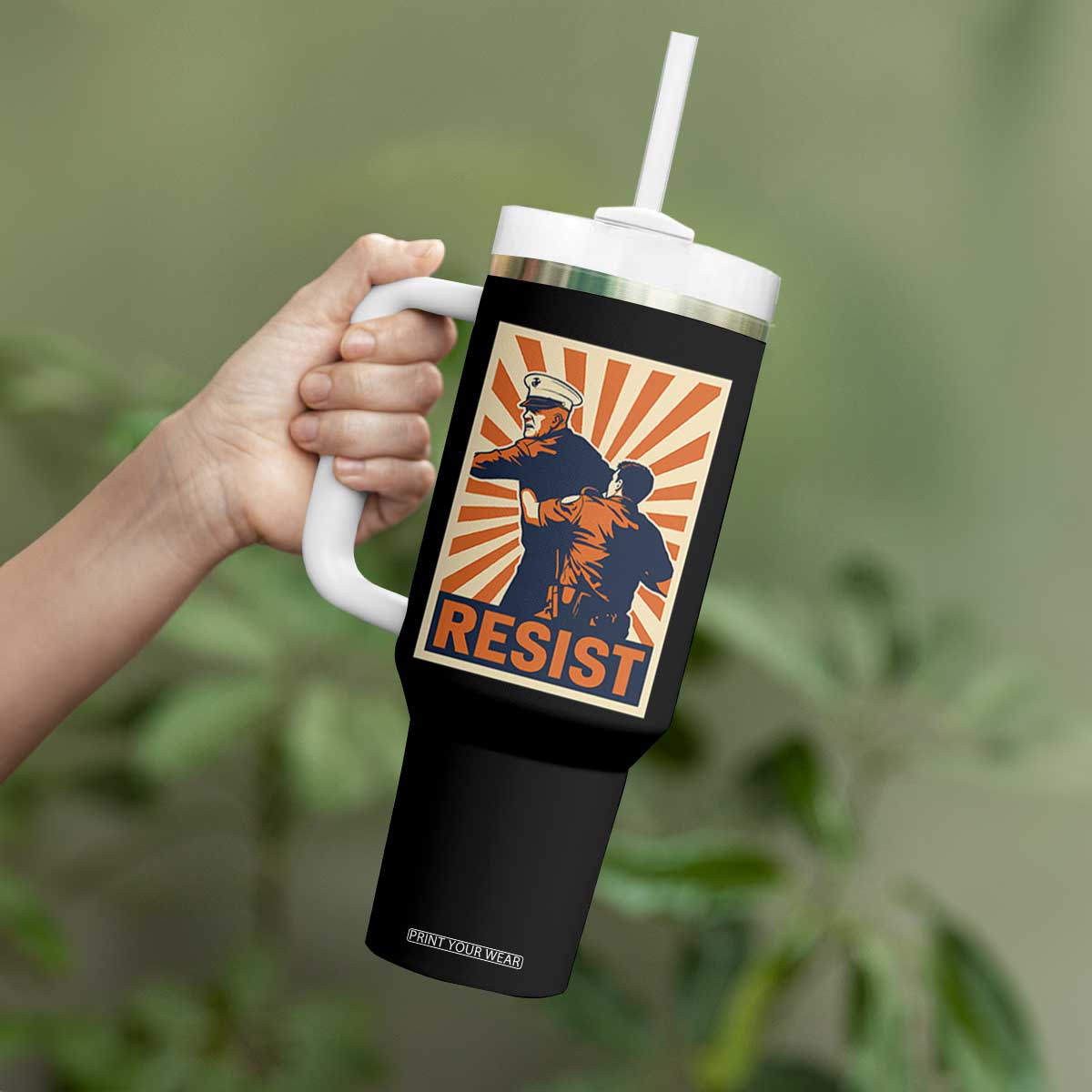 Resist Marine Veteran Political Protest Tumbler With Handle America First Anti War TS02 Print Your Wear