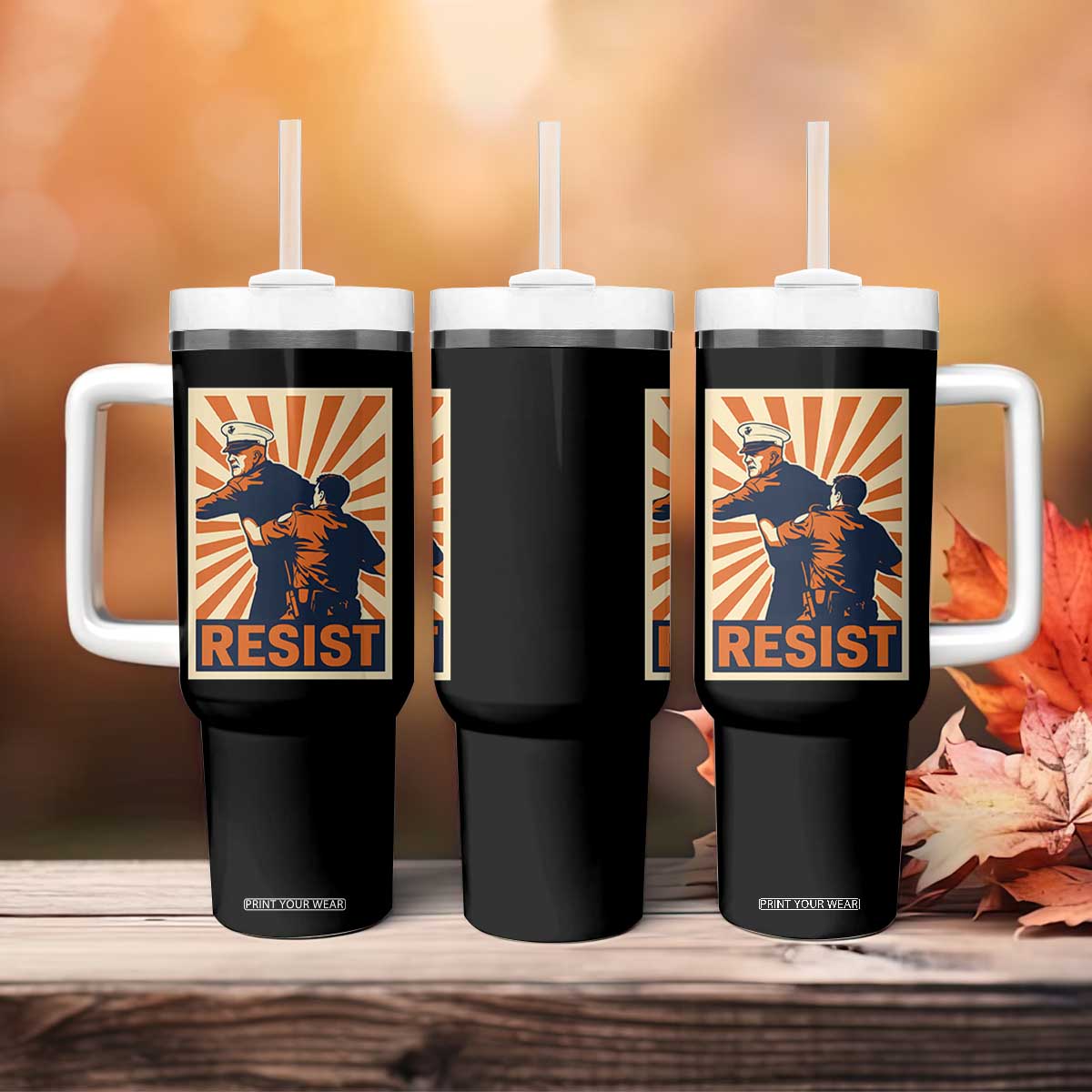 Resist Marine Veteran Political Protest Tumbler With Handle America First Anti War TS02 Print Your Wear