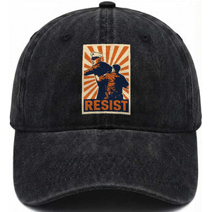 Resist Marine Veteran Political Protest Washed Cotton Baseball Cap America First Anti War TS02 Washed Cap Universal Fit Black Print Your Wear