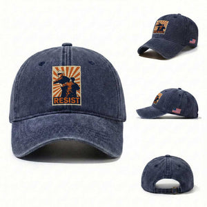 Resist Marine Veteran Political Protest Washed Cotton Baseball Cap America First Anti War TS02 Washed Cap Universal Fit Navy Print Your Wear