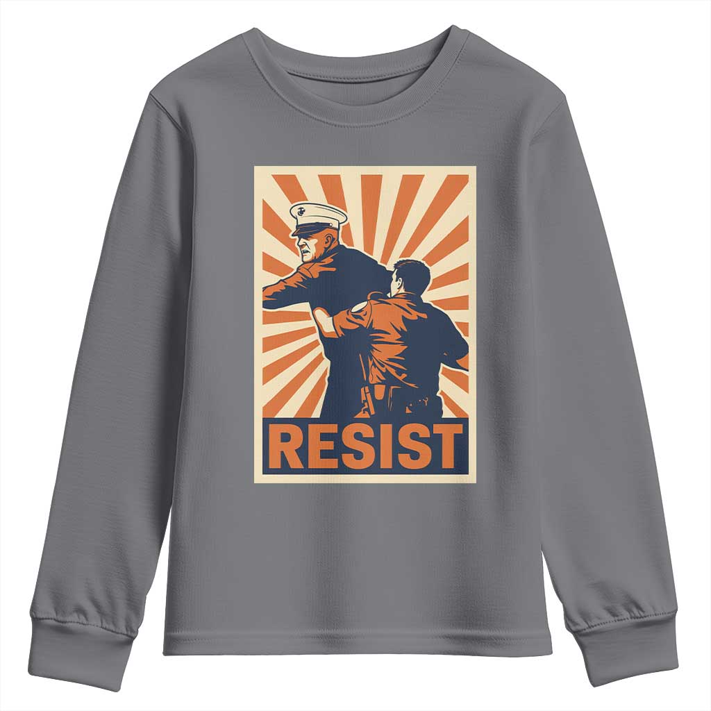Resist Marine Veteran Political Protest Youth Sweatshirt America First Anti War TS02 Charcoal Print Your Wear