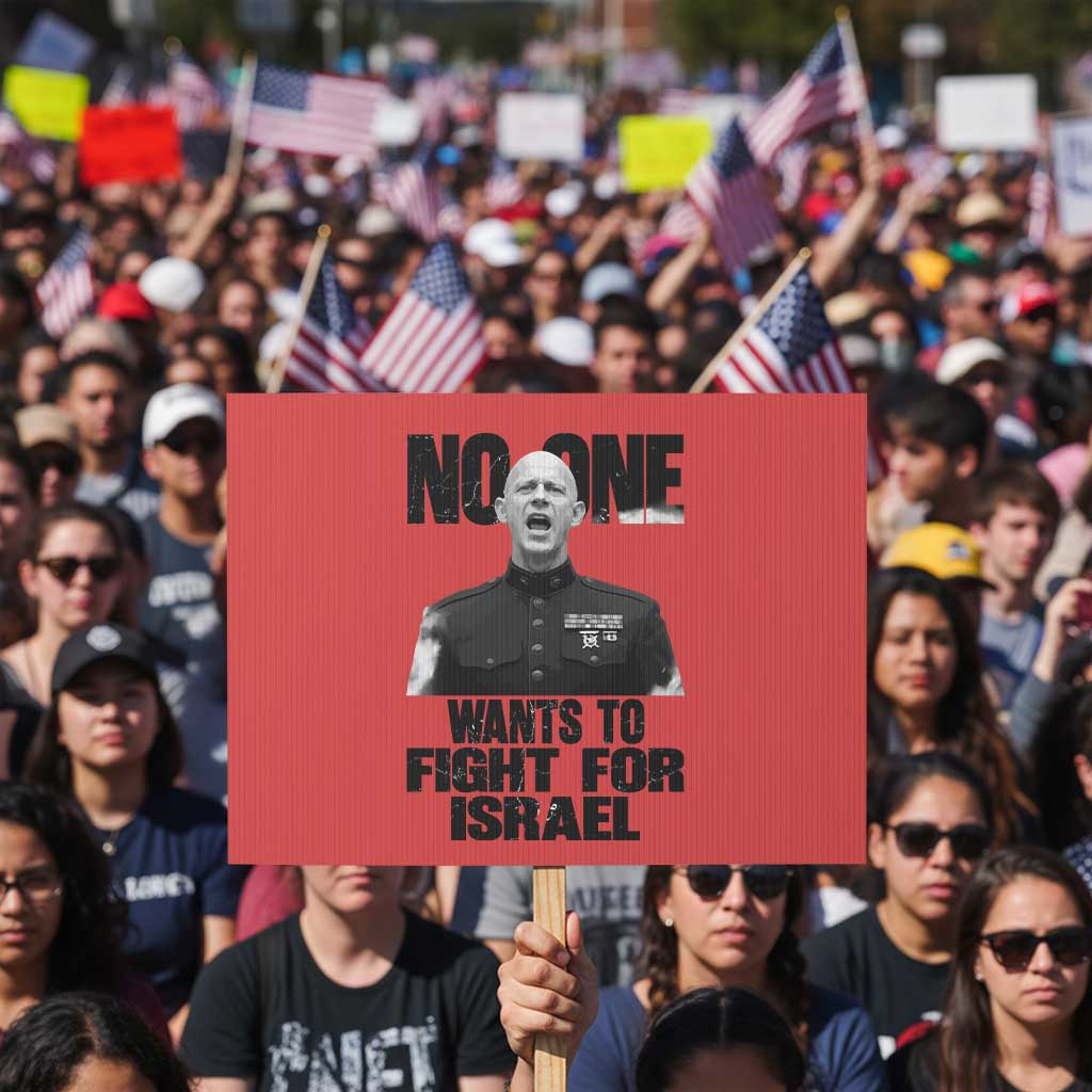 No One Wants To Fight For Israel Marine Veteran Statement Protest Sign America First Freedom Anti War TS02 Horizontal 18