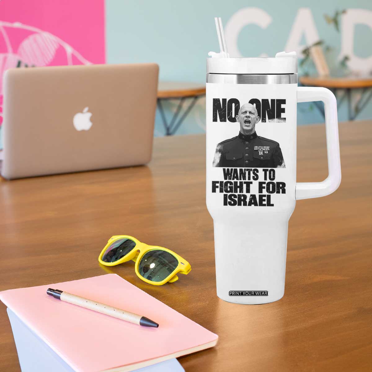 No One Wants To Fight For Israel Marine Veteran Statement Tumbler With Handle America First Freedom Anti War TS02 Print Your Wear