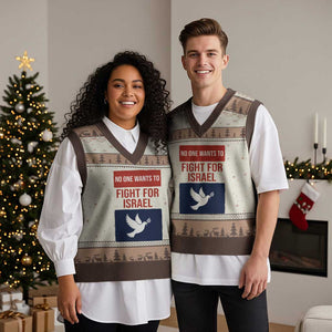 No One Wants To Fight For Israel Dove V-Neck Knit Sweater Vest Peace Freedom Supporter Anti War TS02 Mocha Mousse Print Your Wear