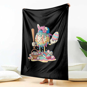 Funny Baseball Easter Bunny Graphic Throw Blanket Colorful Drip Egg Hunt Sports Mashup TS02 Print Your Wear