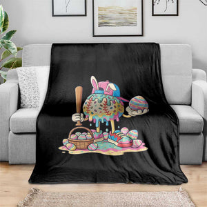 Funny Baseball Easter Bunny Graphic Throw Blanket Colorful Drip Egg Hunt Sports Mashup TS02 Print Your Wear