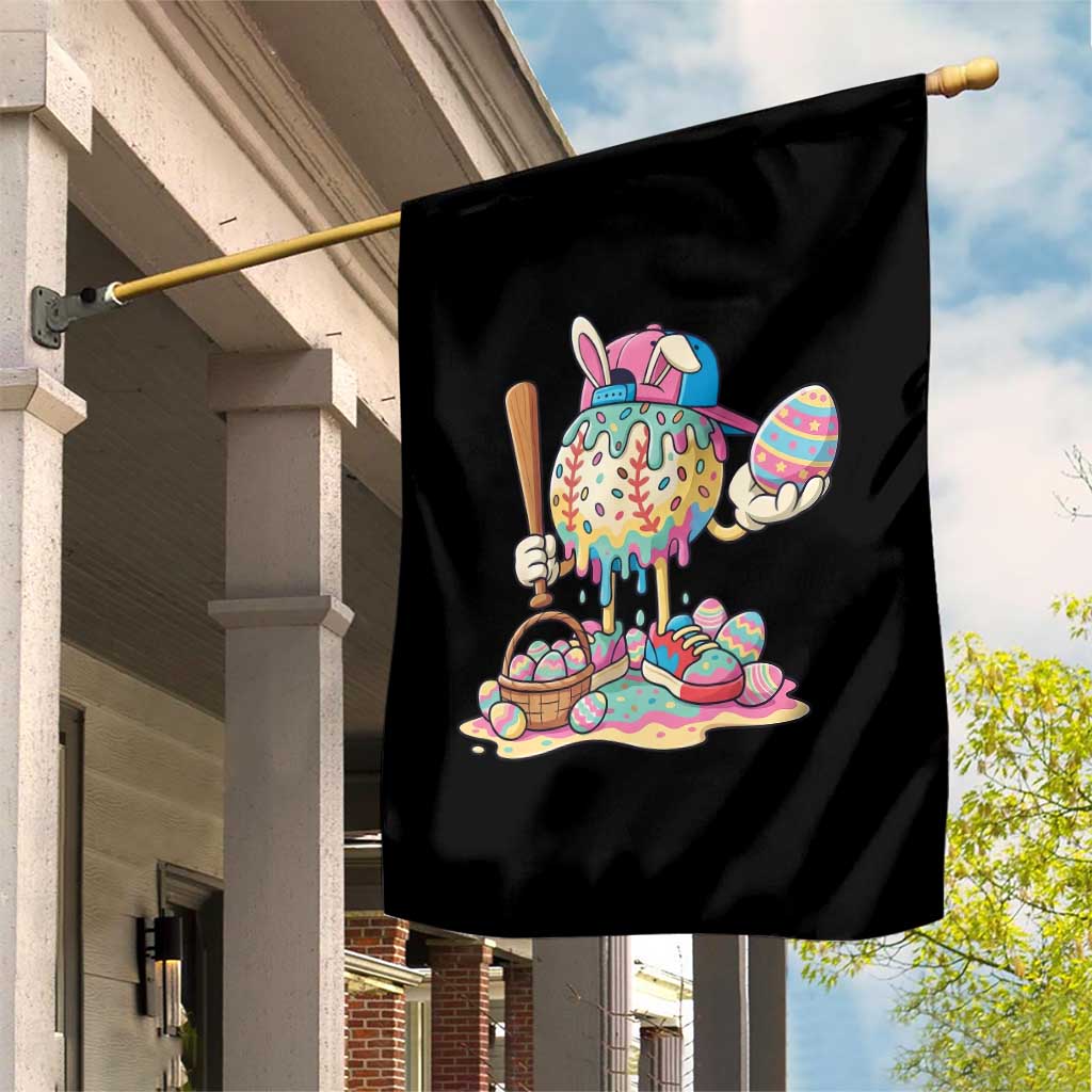 Funny Baseball Easter Bunny Graphic Garden Flag Colorful Drip Egg Hunt Sports Mashup TS02 Print Your Wear