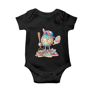 Funny Baseball Easter Bunny Graphic Baby Onesie Colorful Drip Egg Hunt Sports Mashup TS02 Black Print Your Wear