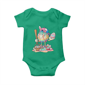 Funny Baseball Easter Bunny Graphic Baby Onesie Colorful Drip Egg Hunt Sports Mashup TS02 Irish Green Print Your Wear