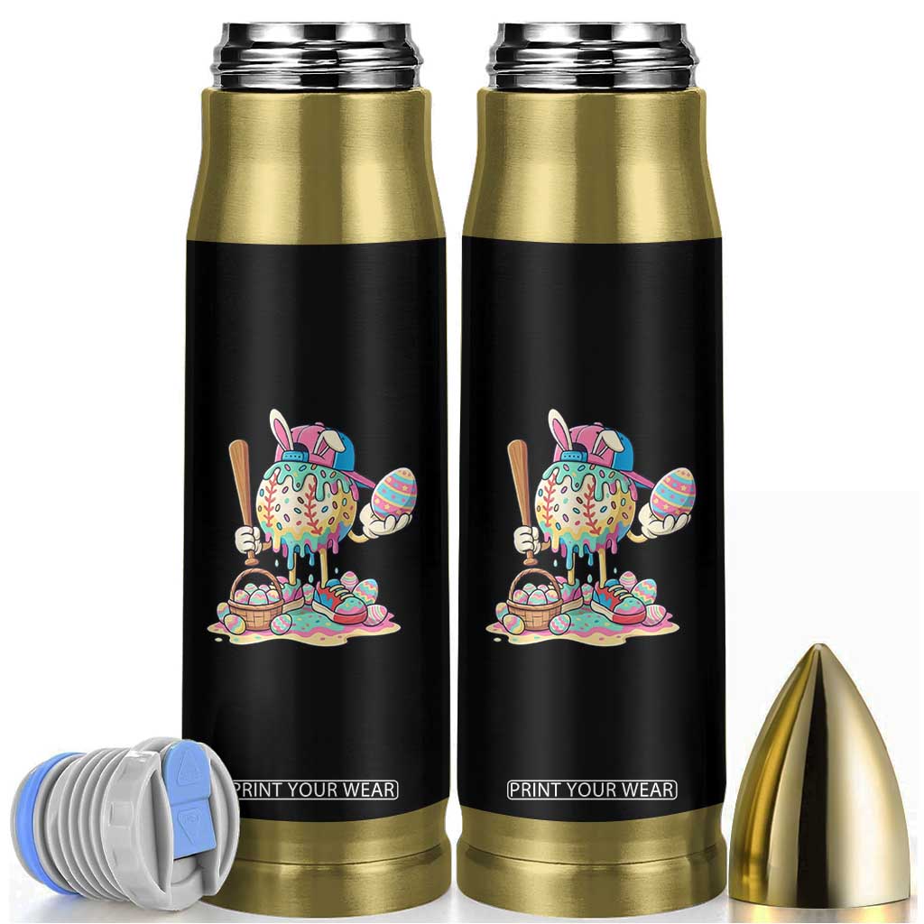 Funny Baseball Easter Bunny Graphic Bullet Tumbler Colorful Drip Egg Hunt Sports Mashup TS02 Black Print Your Wear