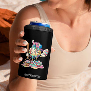 Funny Baseball Easter Bunny Graphic 4 in 1 Can Cooler Tumbler Colorful Drip Egg Hunt Sports Mashup TS02 Print Your Wear
