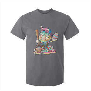Funny Baseball Easter Bunny Graphic T Shirt For Kid Colorful Drip Egg Hunt Sports Mashup TS02 Charcoal Print Your Wear