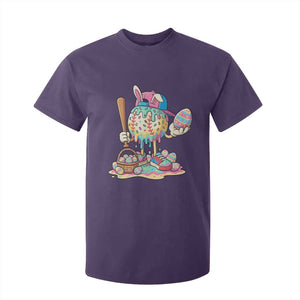Funny Baseball Easter Bunny Graphic T Shirt For Kid Colorful Drip Egg Hunt Sports Mashup TS02 Purple Print Your Wear